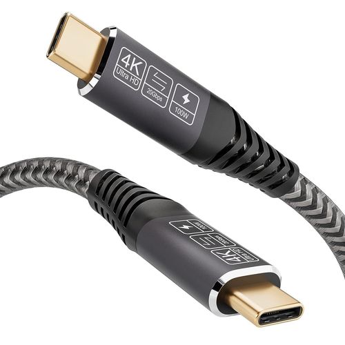 Cable USB C vers USB C 20 Gbps, Câble USB 3.2 Gen2 × 2, 100W 20V/5A câble usb c charge rapide, Transmission vidéo 4K @ 60Hz pour téléphones mobiles, moniteurs, dispositifs USB C 2M