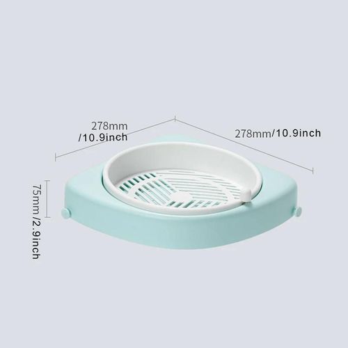 Rack De Salle De Bain Rotatif Tenture Murale Poinçon Gratuit Vanité Articles De Toilette Rangement Sèche-Cheveux Rack Étagère D'angle Bleu