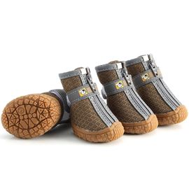 Chaussures Pour Chien Semelles Antidérapantes Protection En Peluche Épaisse Patte Chaussures Pour Animaux De Compagnie Chaussons Résistants À L'usure Chaude Pour Chien Jaune Terreux,1,Maille À Neuf Trous