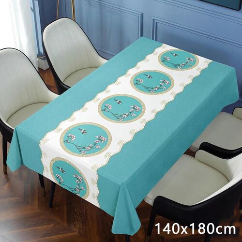 Nappe De Table Brodée Imperméable À L'huile Polyvalente Sans Rinçage Couverture De Table En Pvc Vert Menthe,140x180cm