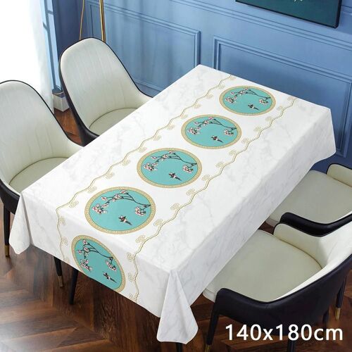 Nappe De Table Brodée Imperméable À L'huile Housse De Table En Pvc Sans Rinçage Polyvalente Blanc,140x180cm