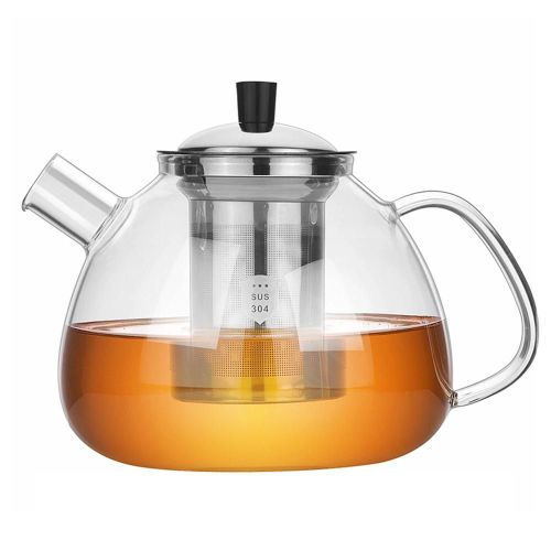 Théière transparente Set Bouilloire à thé d'été Théière ronde résistante à la chaleur 1500ml
