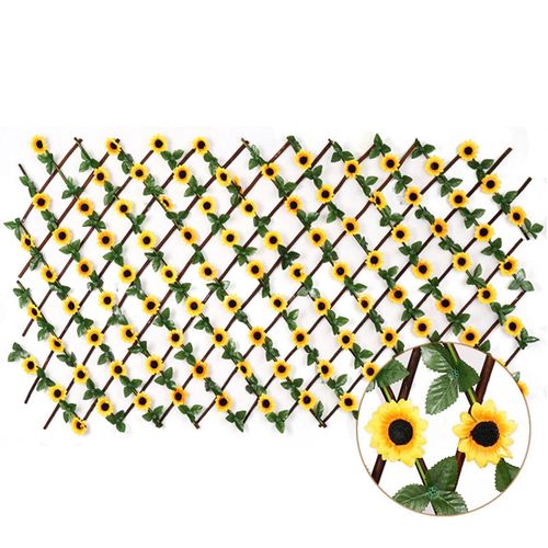 Simulation de clôture,balcon de fleurs,clôture en bois rétractable extérieure,tournesol,moulure,décoratif,cour,garde-corps A