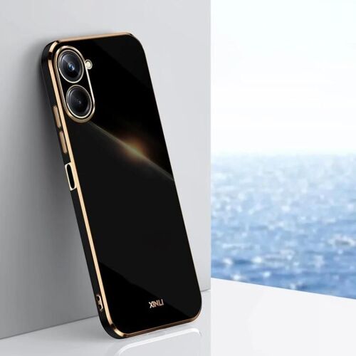 Coque de téléphone Realme 10 Pro 5G - XINLI 6D Gold Edge TPU,Noir Noir