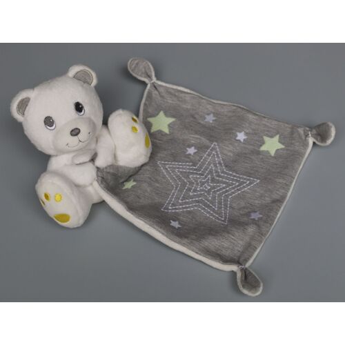 Doudou Ours Blanc Mouchoir Gris Étoiles Simba Toys