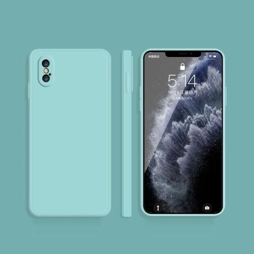 Coque en silicone pour iPhone X / XS - Couverture complète,Antichute,Bleu ciel,Bleu ciel