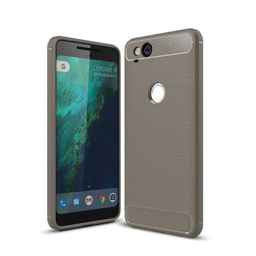 Coque Google Pixel 2 - Armure Robuste En Fibre De Carbone Tpu Antichoc,Gris Gris