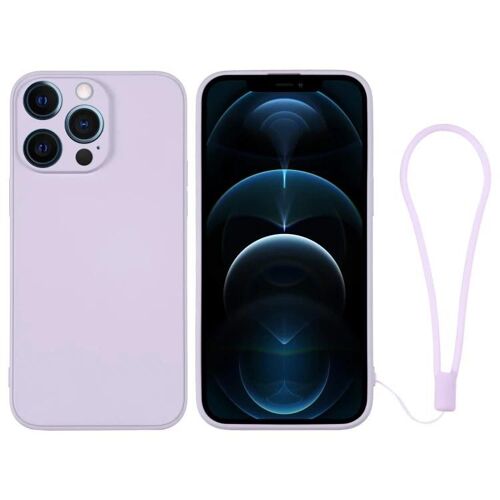 Coque en silicone pour iPhone 12 Pro Max - Violet clair avec dragonne Violet clair