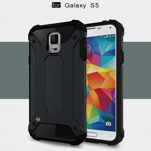 Pour Galaxy S5 / G900 Tough Armor Tpu + Pc Combinaison Case Bleu Foncé
