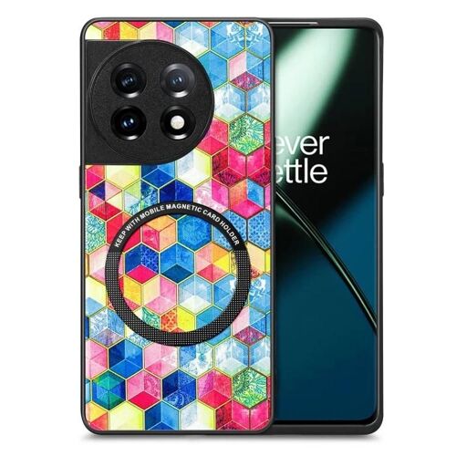 Coque de téléphone en cuir magnétique OnePlus 11 - Conception de dessin coloré Magic Space