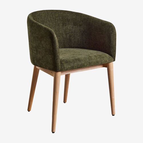 Chaise de salle à manger rembourrée Bunia avec accoudoirs Bois Naturel