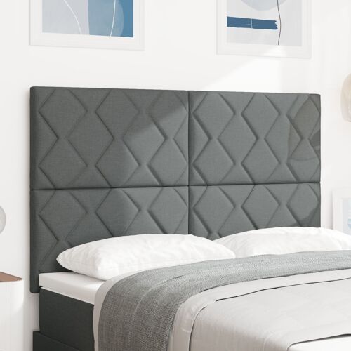 vidaXL Tête de lit Design Blocs en Diamant Gris Foncé 160 cm Tissu