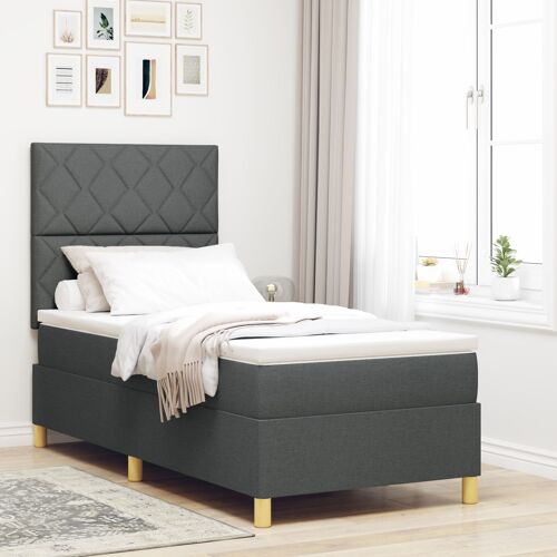 vidaXL Lit ressort gris foncé avec matelas 90x200 cm en tissu
