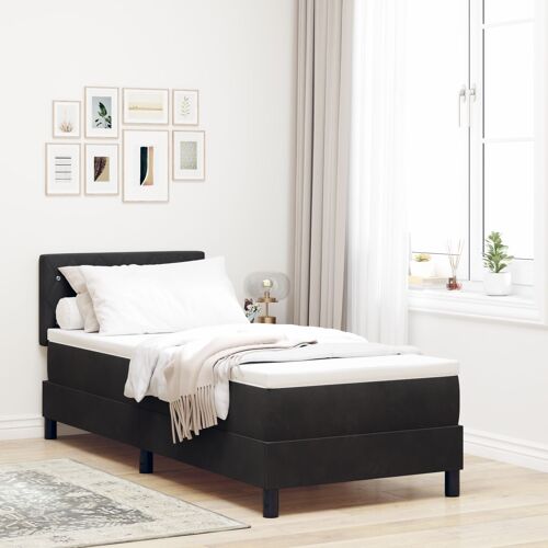 Lit Box Spring avec Matelas Noir 80x200 cm Velours