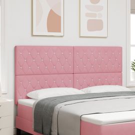 Vidaxl Tête De Lit Bouton En Cristal Tufté Rose 180 Cm Velours