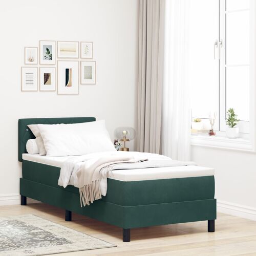 Lit Box Spring vidaXL avec Matelas Vert Foncé 80x200 cm en Velours