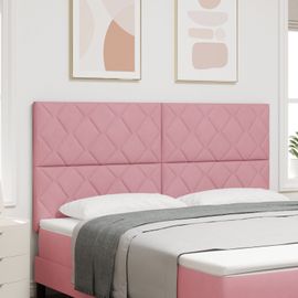 Vidaxl Tête De Lit En Velours Rose Avec Motif De Blocs Diamant De 180 Cm
