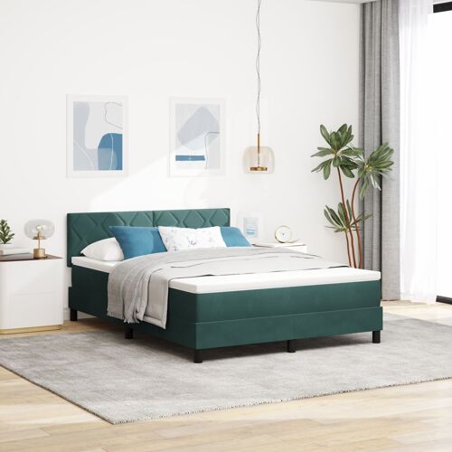 Lit Box Spring vidaXL avec matelas Vert foncé 140x200 cm Velours