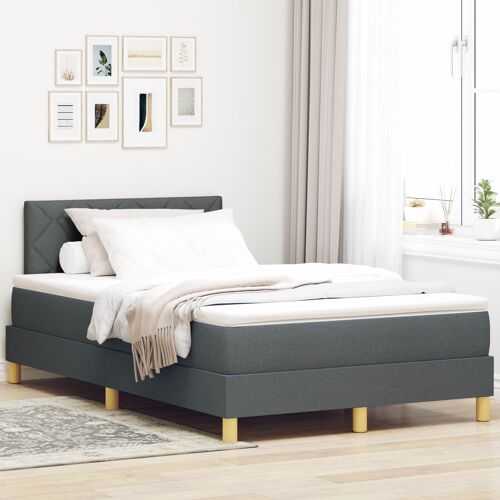 vidaXL Lit à ressorts avec matelas et LED gris foncé 120x190 cm en tissu