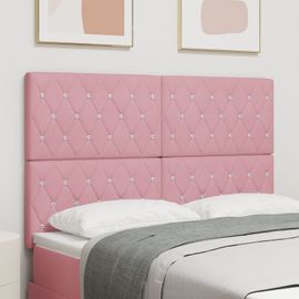 Vidaxl Tête De Lit À Boutons En Cristal Tufté Rose 140 Cm En Velours