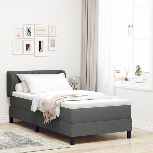 Lit boîte avec matelas vidaXL Gris foncé 90x200 cm Tissu