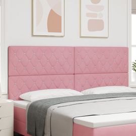Vidaxl Tête De Lit À Bouton En Cristal Tufté Rose 200 Cm Velours