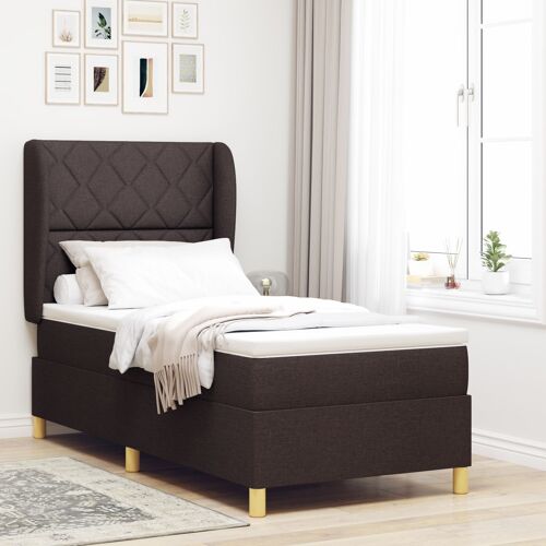 Lit Box Spring vidaXL avec Matelas Marron Foncé 100x200 cm Tissu