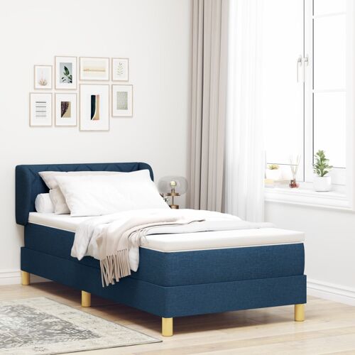 Box Spring Bed bleu vidaXL avec matelas, 100x200 cm, en tissu