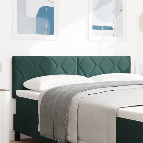 tête de lit vidaXL design blocs de diamant vert foncé 140 cm en velours