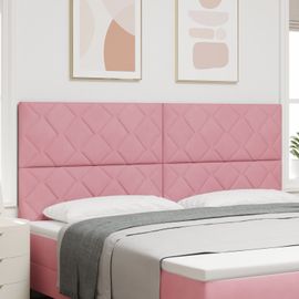 Vidaxl Tête De Lit Design Blocs En Diamant Rose 200 Cm Velours