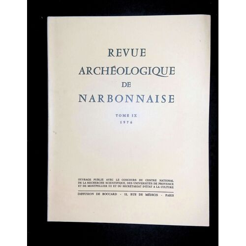 Revue Archéologique De Narbonnaise Tome Ix 1976
