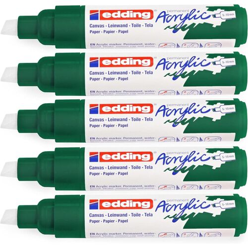 Edding Lot De 5 Marqueurs Acrylique Large 5000 Vert Mousse 5-10 Mm