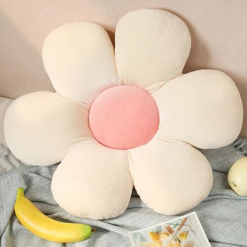 Fleur En Forme Mignon Coussin De Sol Assise En Peluche Coussin Doux Mignon Décor De Chambre Pour Canapé Chambre Salon Beige-Rose,35 * 35