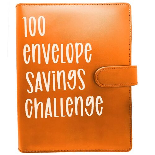 100 Envelope Défis Bloc-Notes Multilingue Journal Jotters Pour Garçons Filles Police Blanche,Orange