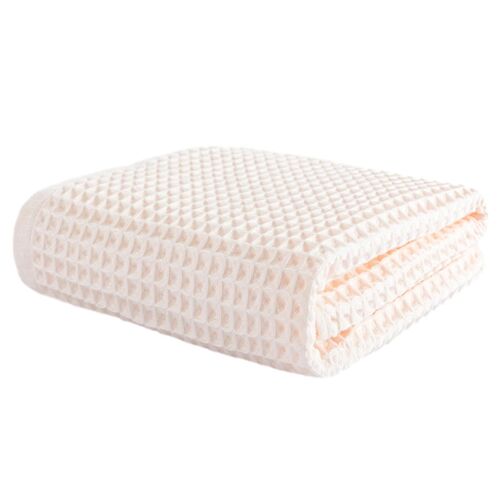 Serviette De Bain Gaufrée En Coton De Couleur Unie Serviette De Bain Confortable À Absorption Rapide Pour La Douche Rose Clair