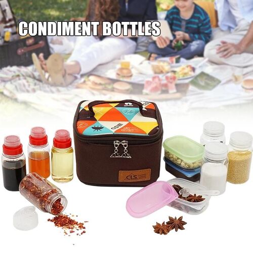 10pcs / Set Assaisonnement Bouteille Portable Bbq Sauce Épicée Conteneur Set Avec Sac De Rangement Pour Camping En Plein Air Voyage Pique-Nouveau