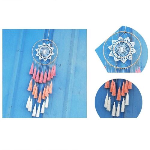 Tissé À La Main Dream Catcher Pendentif Romantique Boho Tassel Ornement Suspendu Pour La Maison Chambre Salon Décoration Rouge