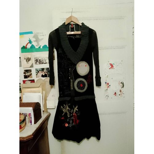 Robe Noire Motifs Colorés 36 S Desigual.