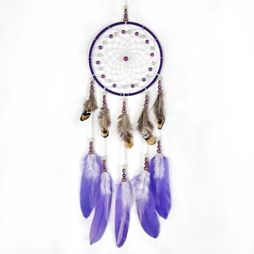 Attrape-Rêves Colorés Faits À La Main Attrape-Rêves Avec Lumière Led Tissage À La Main Artisanat Ornements Pour Fenêtre Violet Et Blanc,Bicolore Noctulescent