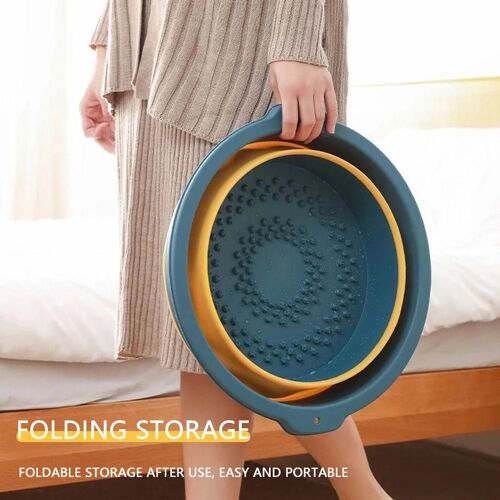 Ménage portable pied trempage seau Bain de pieds pliable Baril de massage Bleu