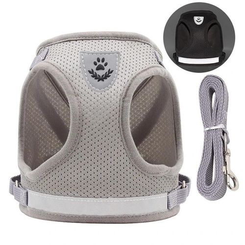 Harnais Pour Animaux De Compagnie Respirant Réglable Avec Laisse Conception Réfléchissante Gilet Pour Chat Gilet Doux Pour Chaton Pour La Marche Escape Proof Gris,Xs