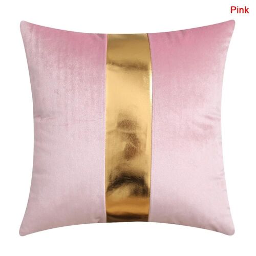 Housses De Coussin En Velours Avec Coutures En Cuir Au Milieu Pour Lit Canapé Canapé Rose