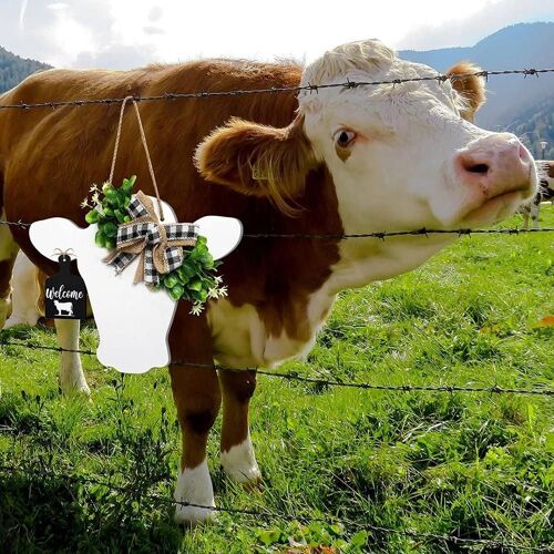 Bienvenue Ferme Vache Couronne Ferme Porte Signe Rustique Veau En Bois Panneau Mural
