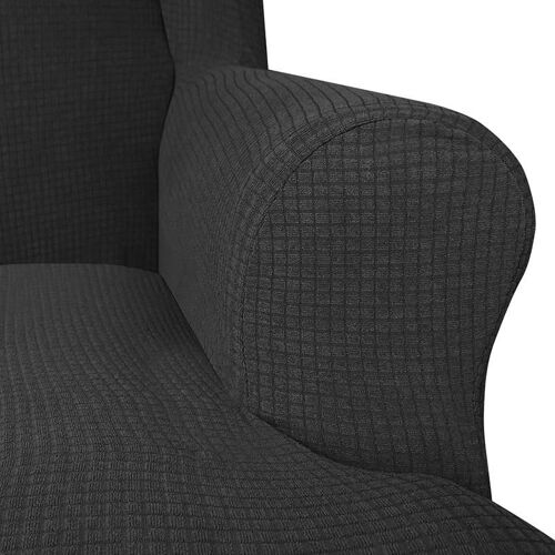 Bras Incliné King Back Chair Cover High Elastic Soft Wingback Chair Chair Cover Antidérapant Solid Color Stretch Protector Noir