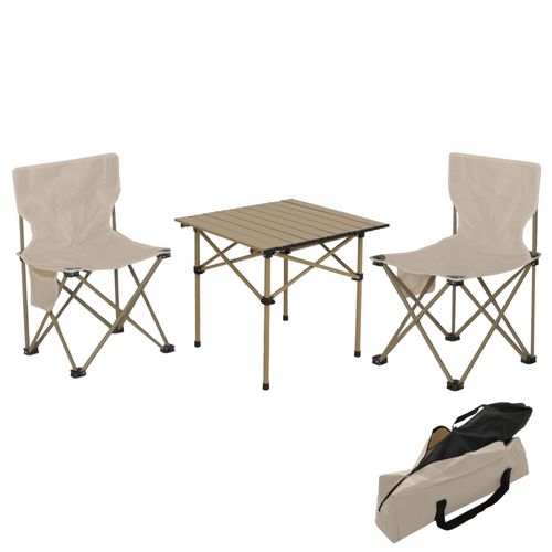 Set De Camping Hwc-N50, Table 2x Chaise Chaise Pliante Chaise De Pêcheur Pliable, Métal   Blanc