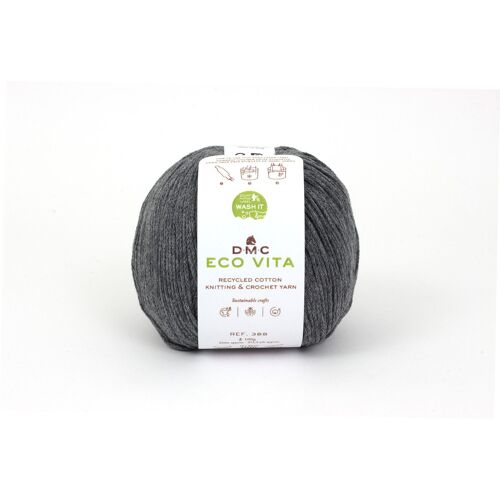Fil Coton Recyclé Eco Vita 3mm 100g Tricot Et Crochet Col. 102 Gris