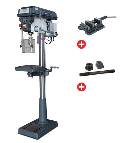 Perceuse à colonne jusque ø 25 mm CM3 750W 400V affichage digital + étau de perçage + jeu de boulons Optidrill D26PRO 400V PACK