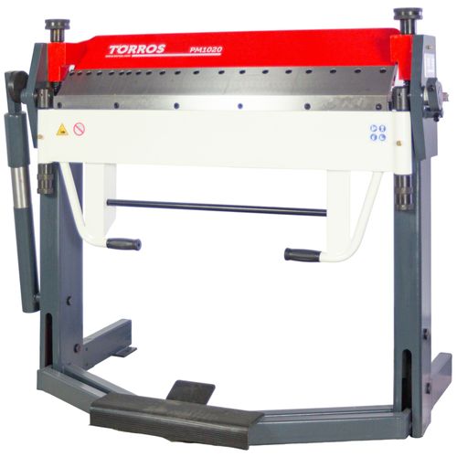 Plieuse de tôle manuelle et à pied largeur du travail 1020 mm 0-135° épaisseurs jusque 2,5 mm segments en haut incl. butée de longueur Torros PM1020