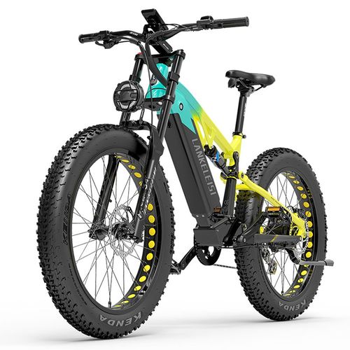 Vtt Électrique Adulte Lankeleisi Rv800plus 50km/H Moteur 750w Autonomie 150km 26 Pouces Vtt Fat Bike Batterie 48v20ah Jaune