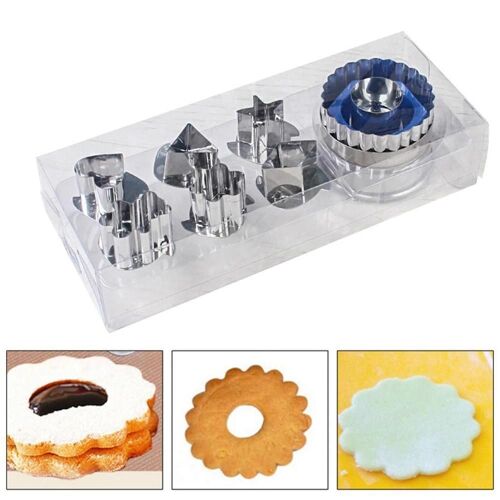 7pcs emporte-pièces ensemble 6 motifs moule de cuisson en acier inoxydable avec 1 presse pour pâtisserie à biscuits